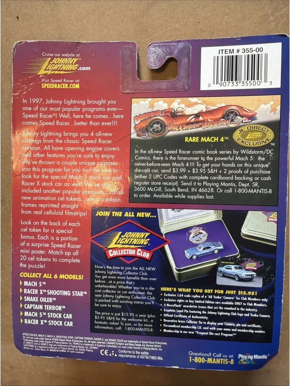 Johnny Lightning Speed Racer 2000 #9 Racing X Shooting Star Car Cel #3 Sealed